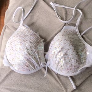 White sequence bikini push up top